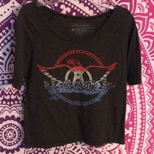 Off the shoulder Aerosmith tee